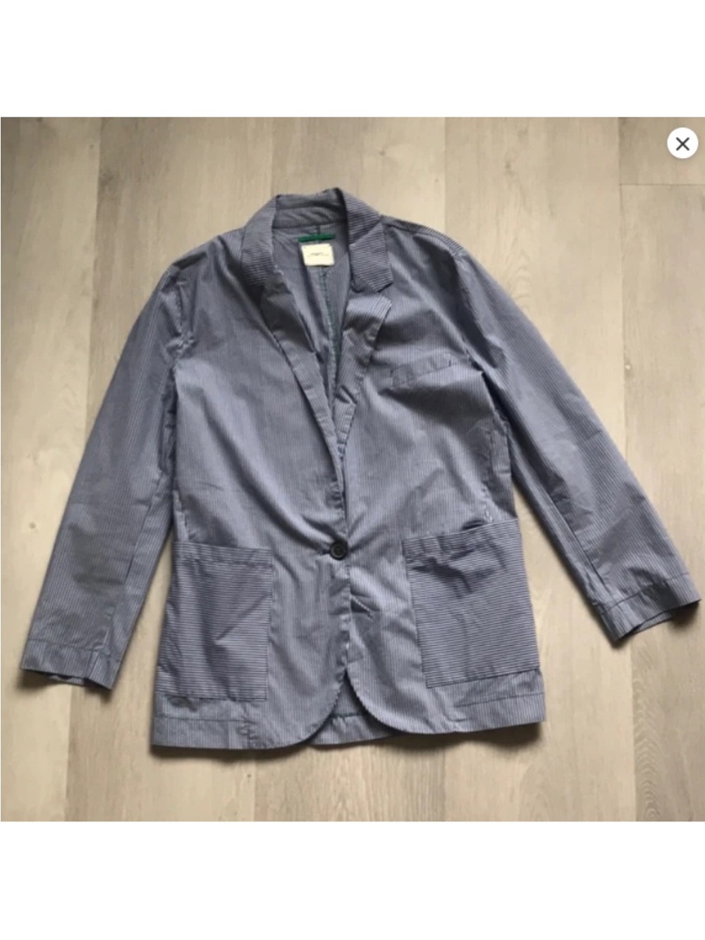 MERCI BLUE PINSTRIPE BLAZER ONE BUTTON WOMENS 44EU